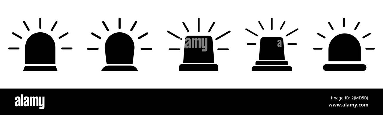 Icone sirena. Illustrazione vettoriale isolata su sfondo bianco Illustrazione Vettoriale