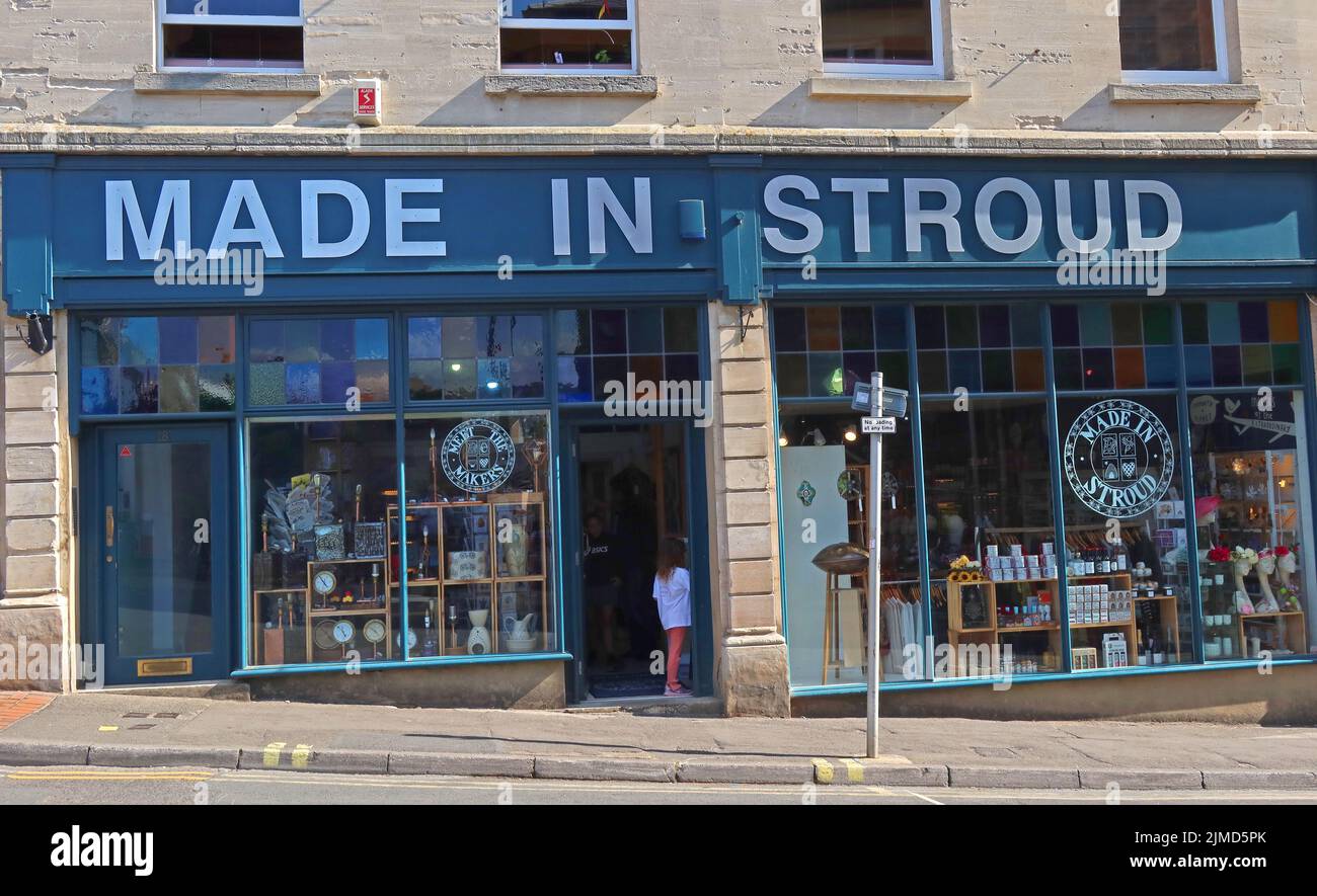 Il Made in Stroud negozio & emporio, artigianato locale, tutto, 16 Kendrick St, Stroud , Gloucestershire, Inghilterra, Regno Unito, GL5 1AA Foto Stock