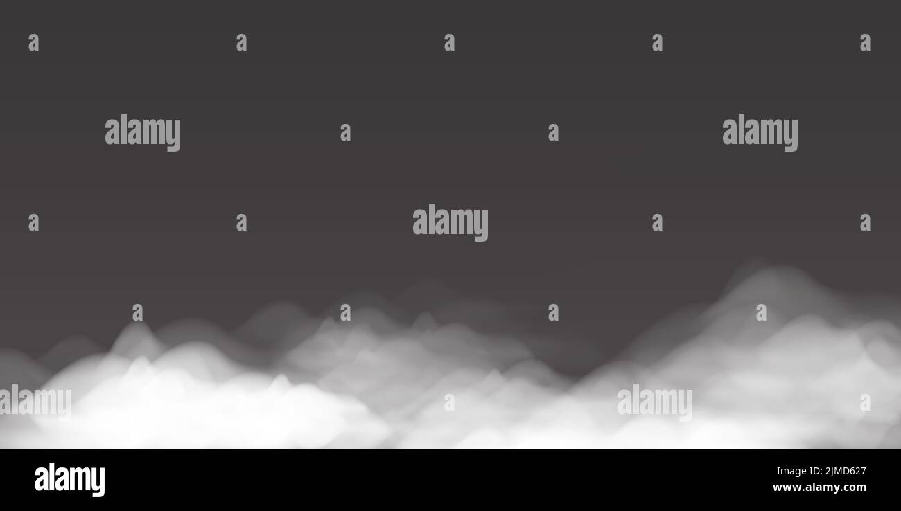 rappresentazione vettoriale realistica di nebbia o nuvole, sfondo bianco e nero Illustrazione Vettoriale