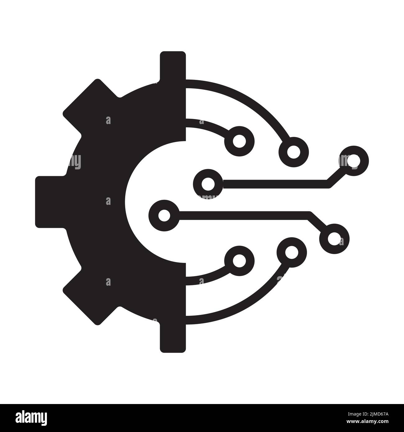 Tecnologia digitale gear icona vettore per grafica, logo, sito Web, social media, app mobile, illustrazione dell'interfaccia utente Illustrazione Vettoriale