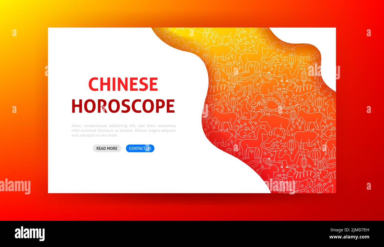 Pagina di destinazione dell'oroscopo cinese Illustrazione Vettoriale