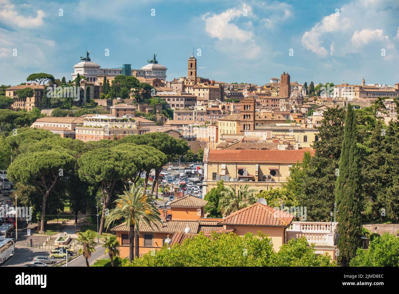 Roma, vista ad alto angolo dello skyline della città Foto Stock