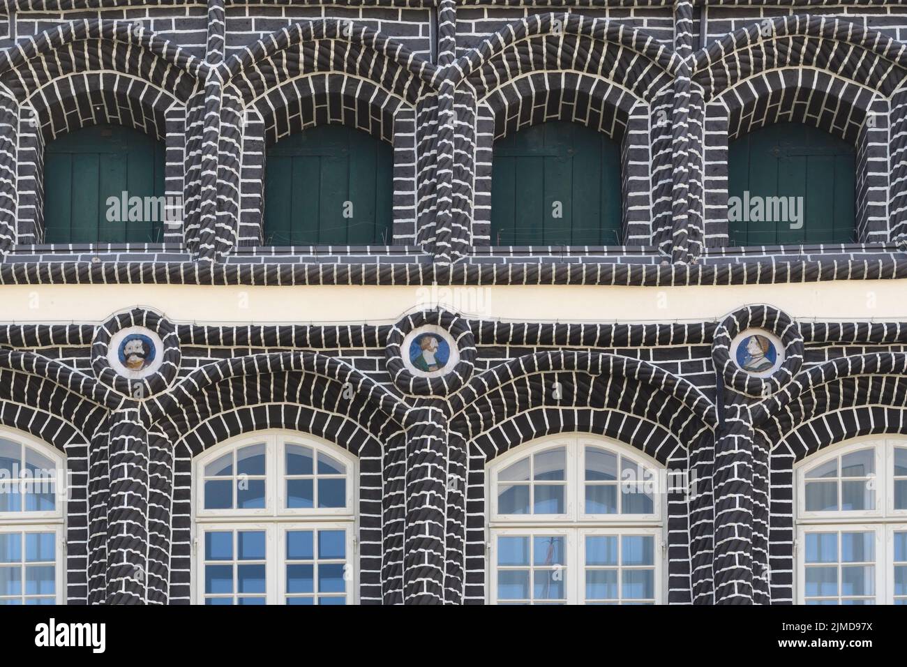 LÃ¼neburg - facciata storica in mattoni del 16th ° secolo, Germania Foto Stock