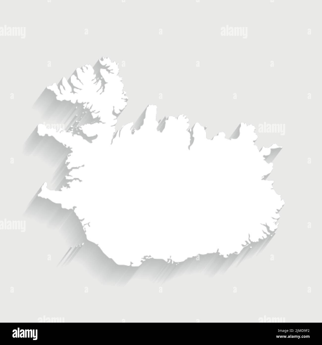 Semplice mappa bianca Islanda su sfondo grigio, vettore, illustrazione, file eps 10 Illustrazione Vettoriale