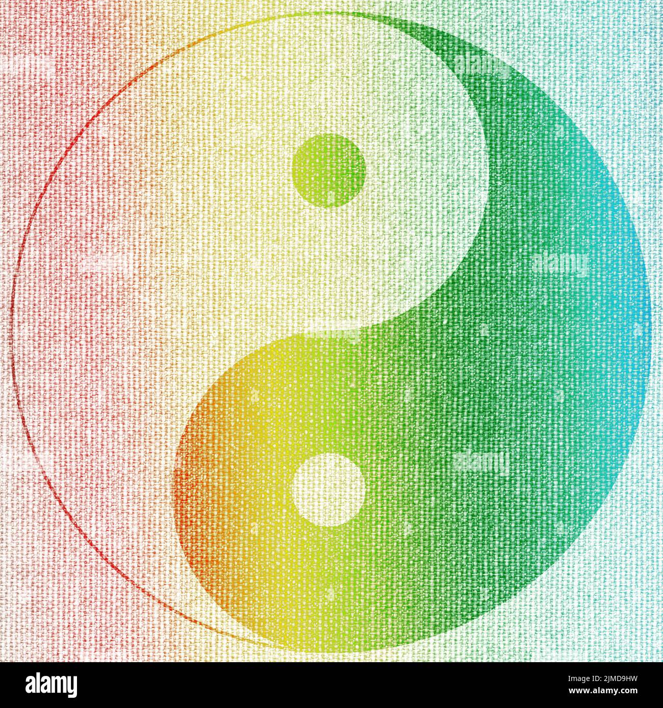 Zeichen simbolo yin yang farben leinwand konzept Foto Stock