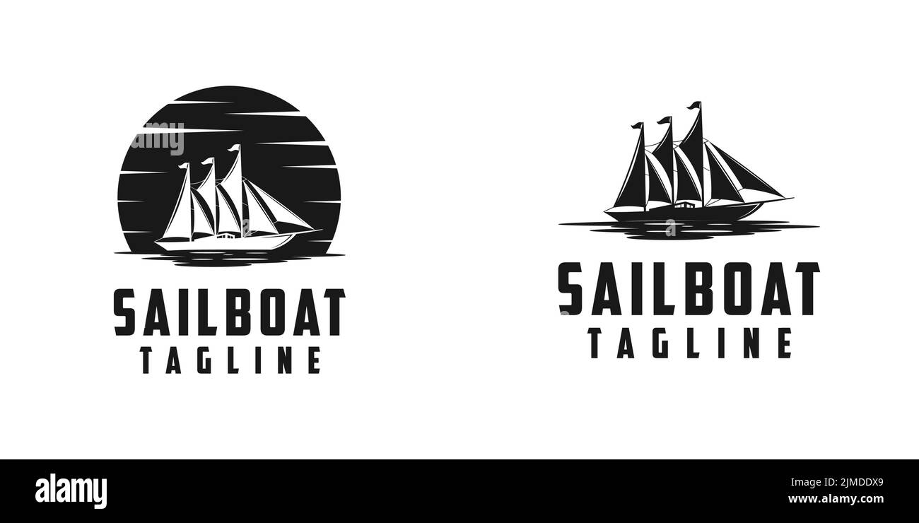 Un'illustrazione vettoriale dei disegni del marchio della barca a vela Illustrazione Vettoriale