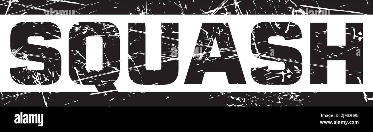 Un testo 'SQUASH' tra due linee nere sullo sfondo grigio Illustrazione Vettoriale
