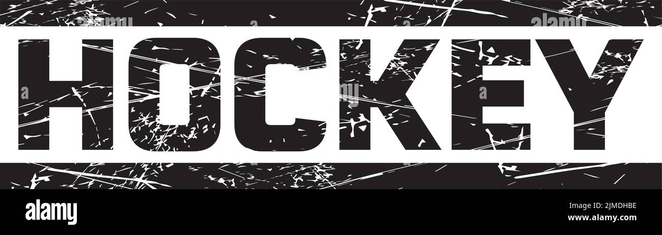 Un testo 'HOCKEY' tra due righe nere sullo sfondo grigio Illustrazione Vettoriale
