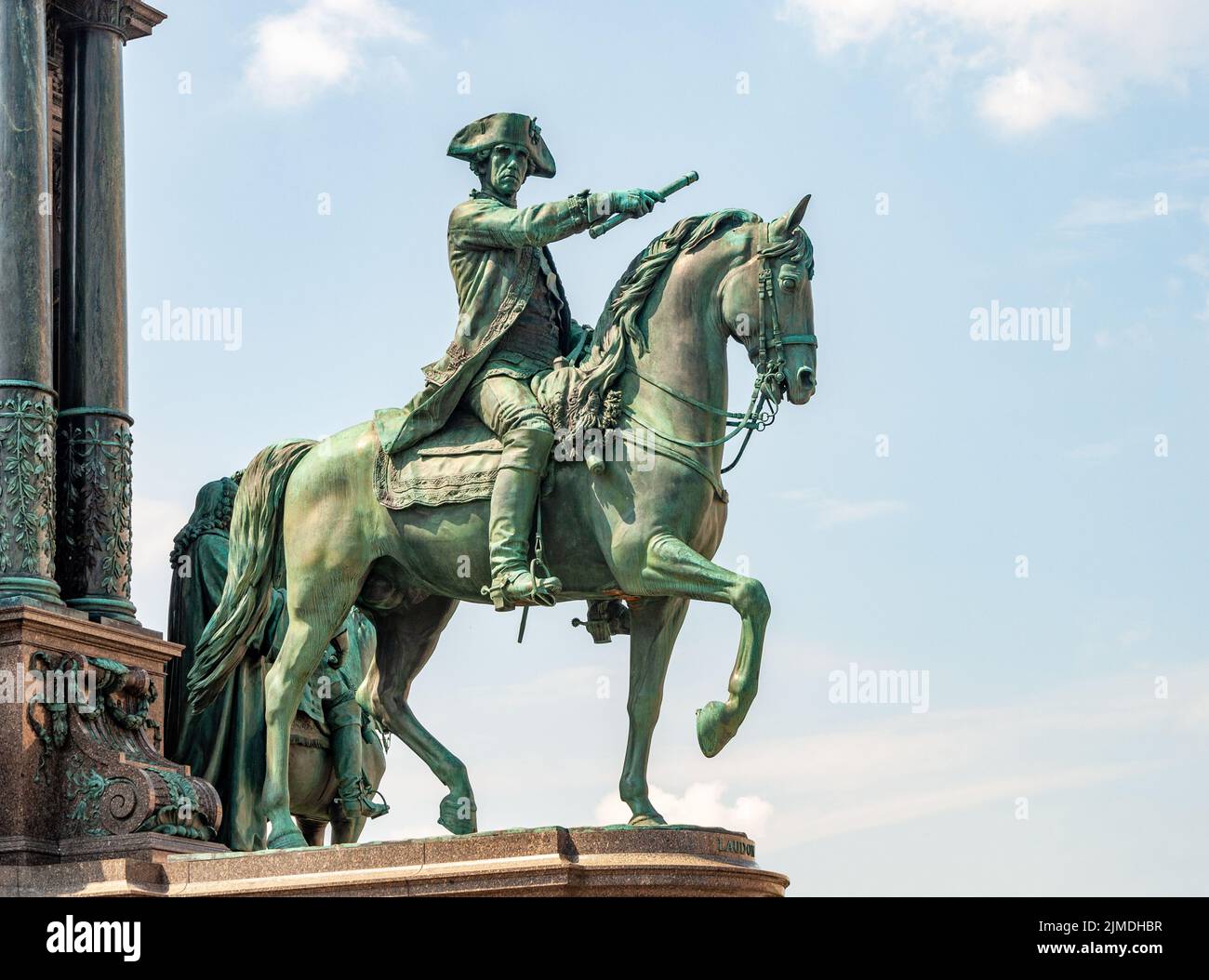 Statua equestre del leader militare austriaco Ernst von Laudon a Vienna Foto Stock