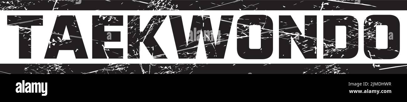 Un testo 'TAEKWONDO' tra due linee nere contro lo sfondo grigio Illustrazione Vettoriale