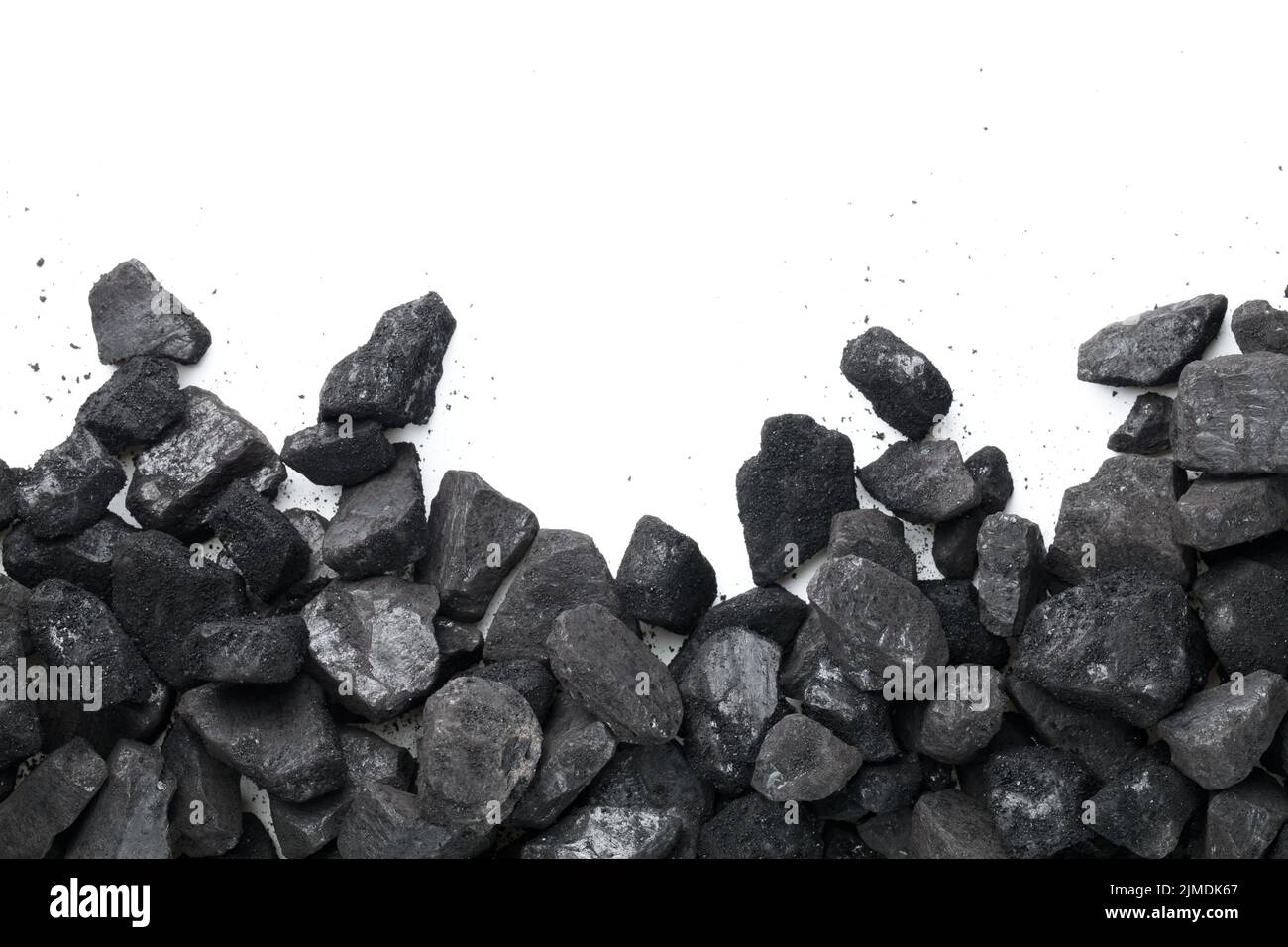 Carbone nero isolato su sfondo bianco Foto Stock