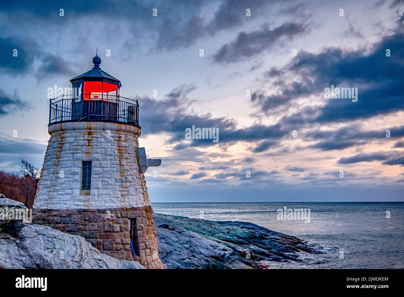 Tramonto a Castle Hill Lighthous. Newport, Rhode Island Foto Stock