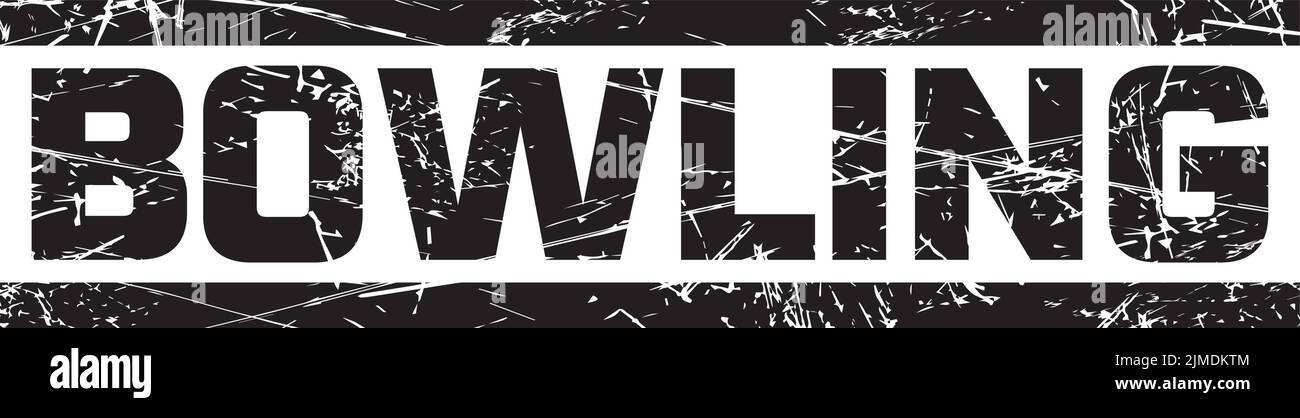 Un testo 'BOWLING' tra due righe nere sullo sfondo grigio Illustrazione Vettoriale