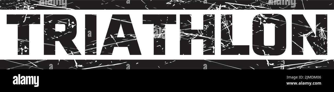 Un testo 'TRIATHLON' tra due righe nere sullo sfondo grigio Illustrazione Vettoriale