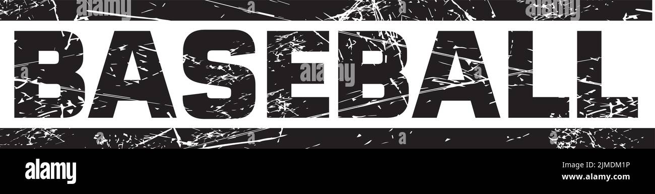 Un testo 'BASEBALL' tra due linee nere contro lo sfondo grigio Illustrazione Vettoriale