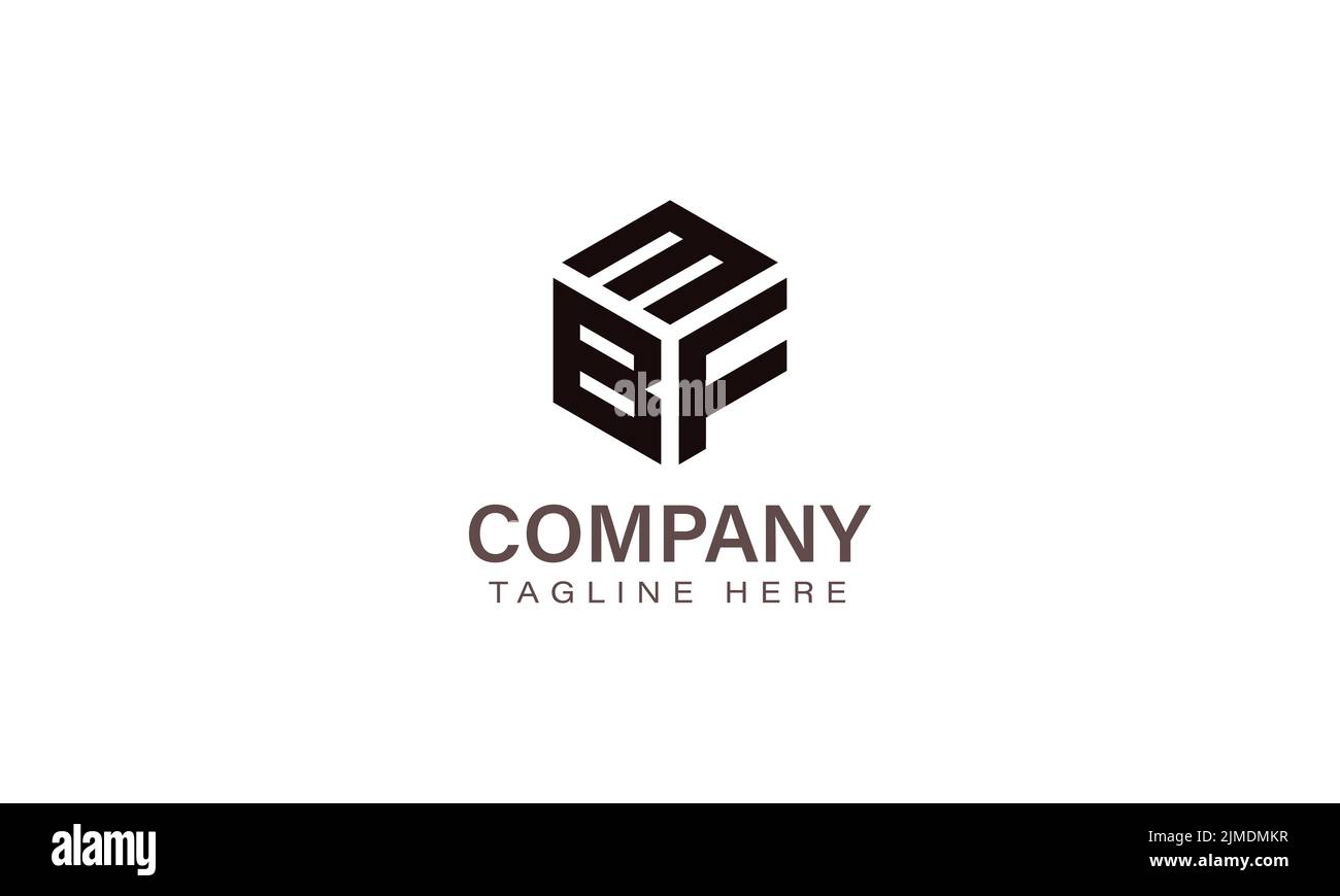 Logo MBF Letter, Logo a tre lettere, modello di icona vettoriale a forma esagonale M B F. Illustrazione Vettoriale