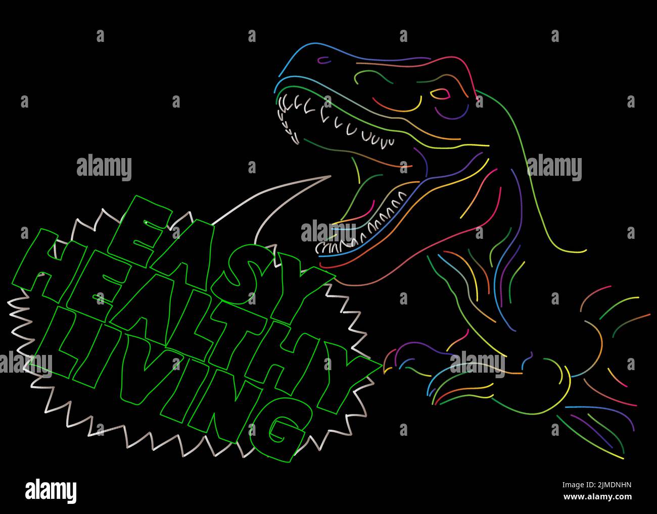 Dinosauro con bolla di parola che dice facile sano Living word. Illustrazione Vettoriale