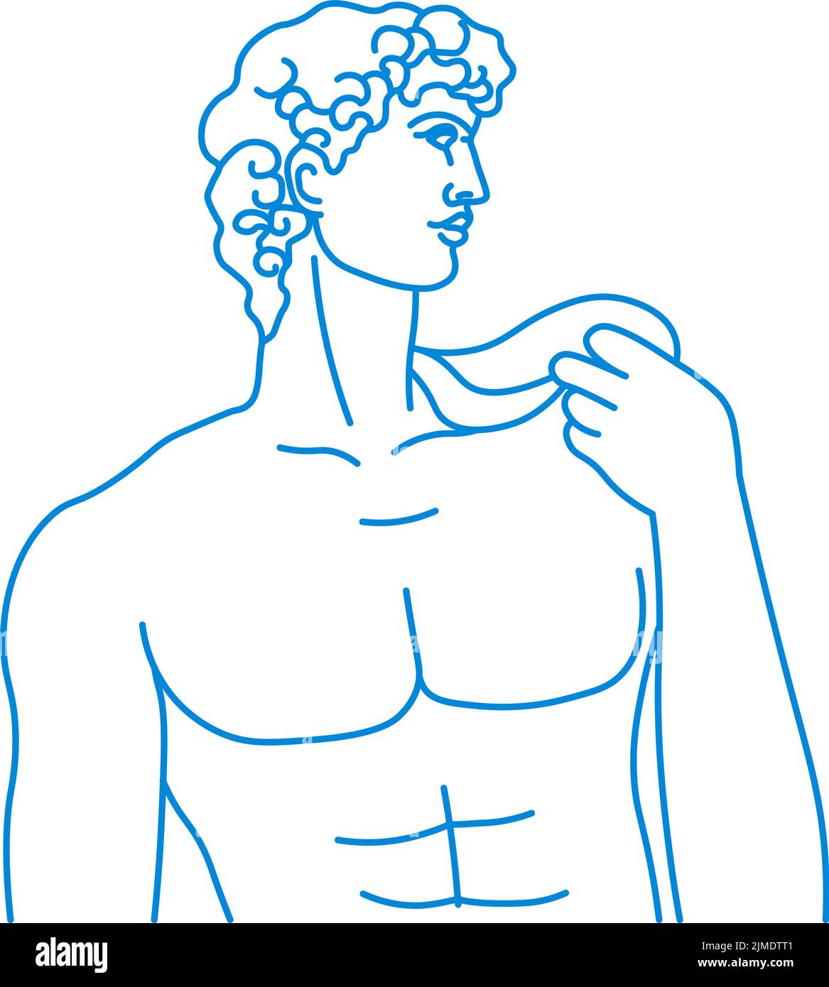 Statue antiche, uomo romano o greco che posano schizzo Illustrazione Vettoriale