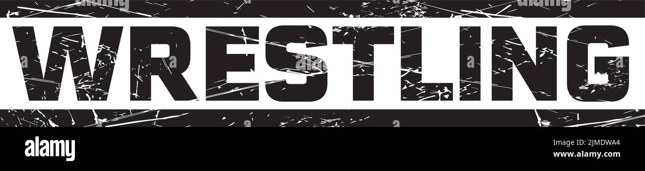Un testo 'WRESTLING' tra due linee nere contro lo sfondo grigio Illustrazione Vettoriale
