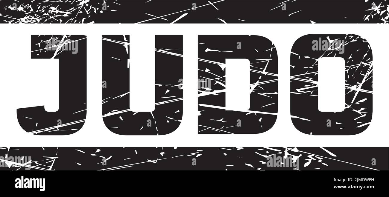 Un testo 'JUDO' tra due linee nere sullo sfondo grigio Illustrazione Vettoriale
