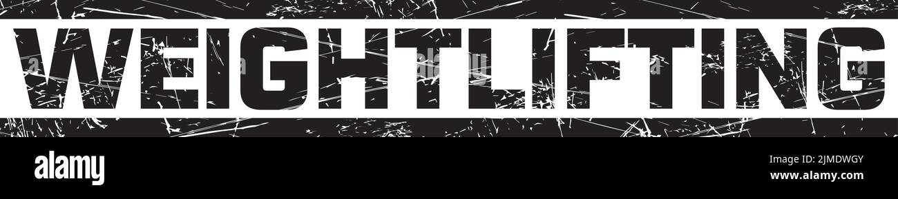 Un testo 'WEIGHTLIFTING' tra due righe nere sullo sfondo grigio Illustrazione Vettoriale