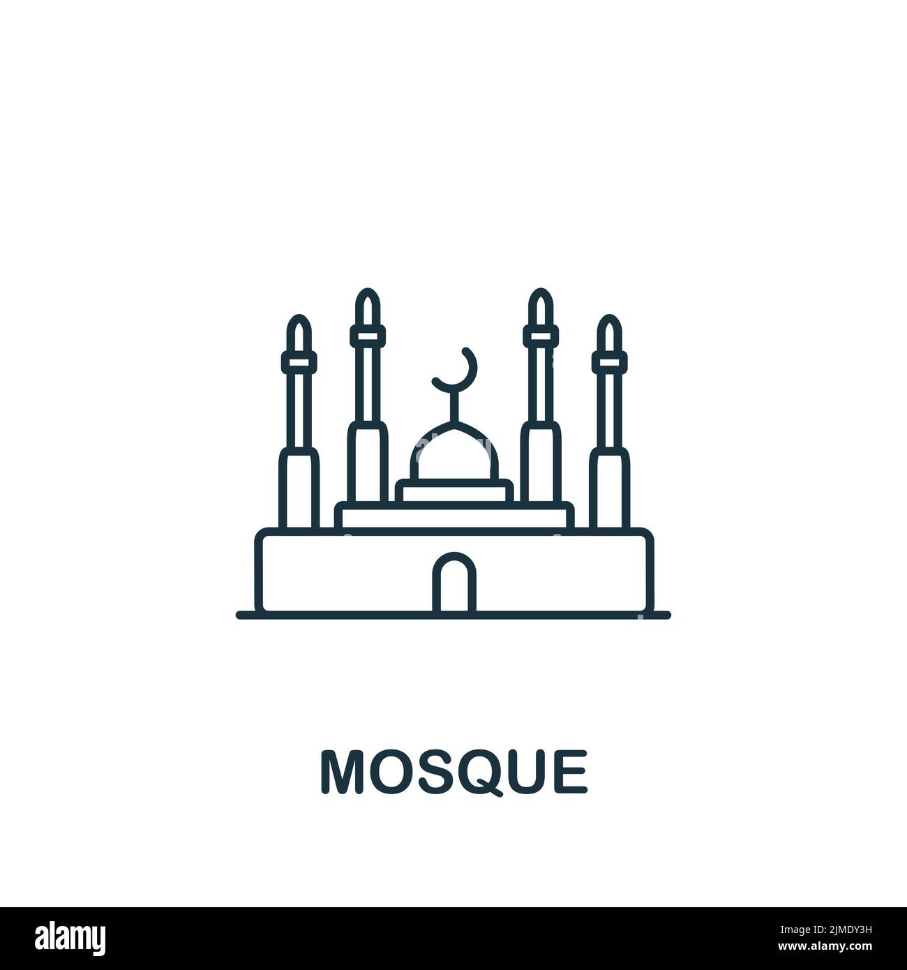 Icona della moschea. Icona semplice monocromatica per modelli, web design e infografiche Illustrazione Vettoriale