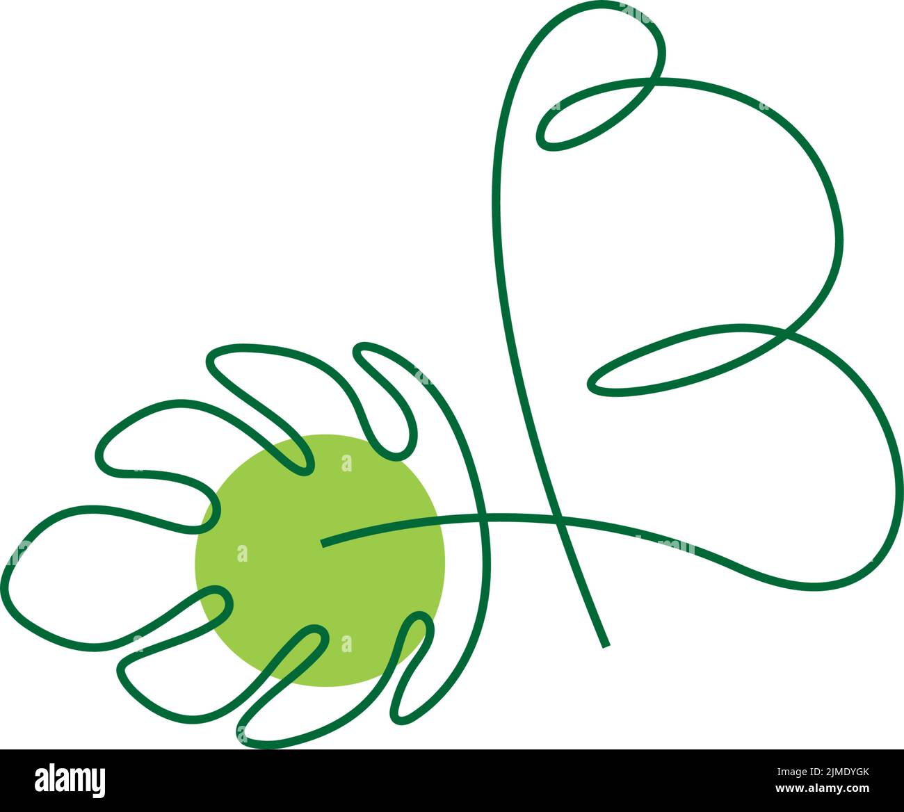 Monstera pianta che forma la lettera icona disegno modello di illustrazione Illustrazione Vettoriale