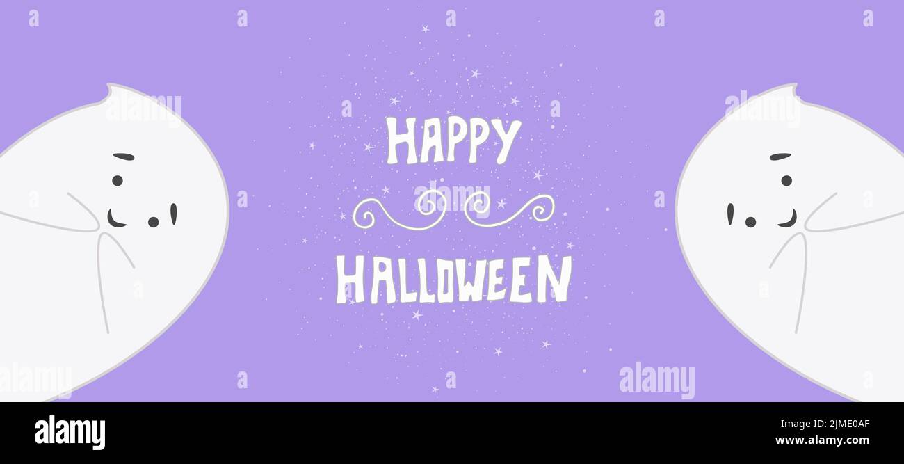 Modello di Halloween con carattere fantasma. Illustrazione Vettoriale