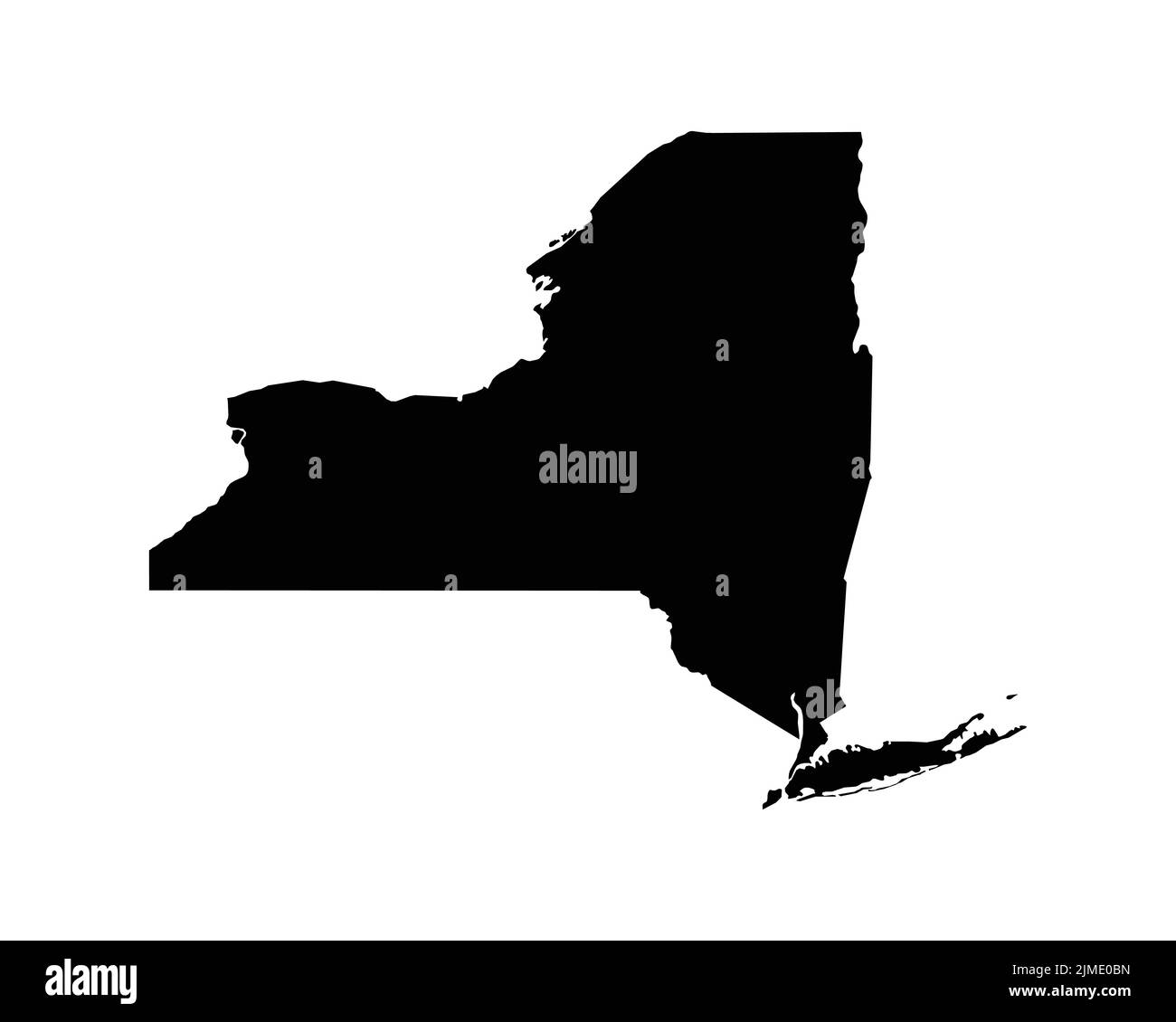 Mappa degli Stati Uniti di New York. Mappa dello stato degli Stati Uniti di New York. Bianco e nero New Yorker state Border Boundary Line Outline Geography Territory Shape Vector Illustration EPS CLI Illustrazione Vettoriale