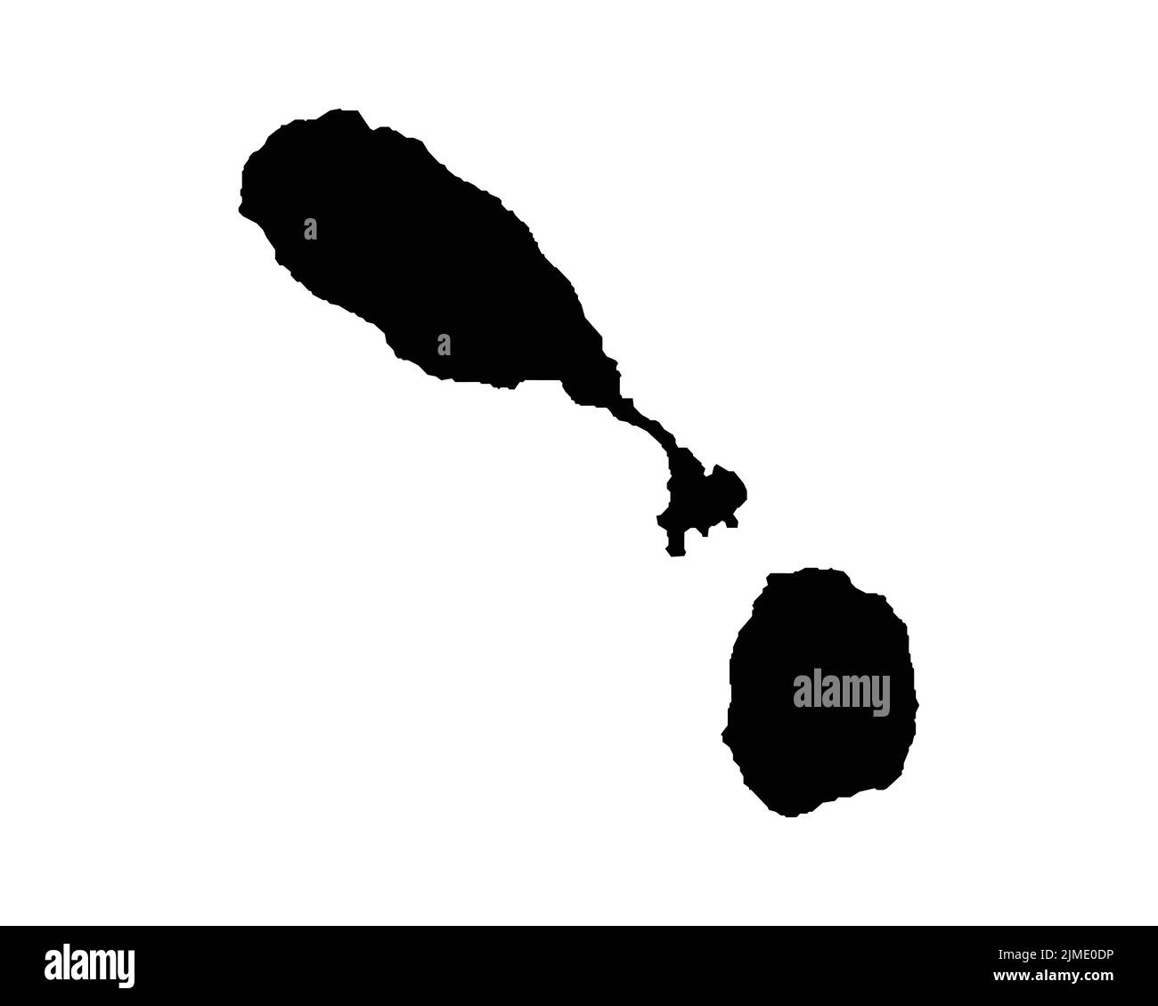 Mappa di Saint Kitts e Nevis. St Kittitian e Nevisian Country Map. Bianco e nero San Cristoforo e Nevis National Nation Geography contorno confine Illustrazione Vettoriale