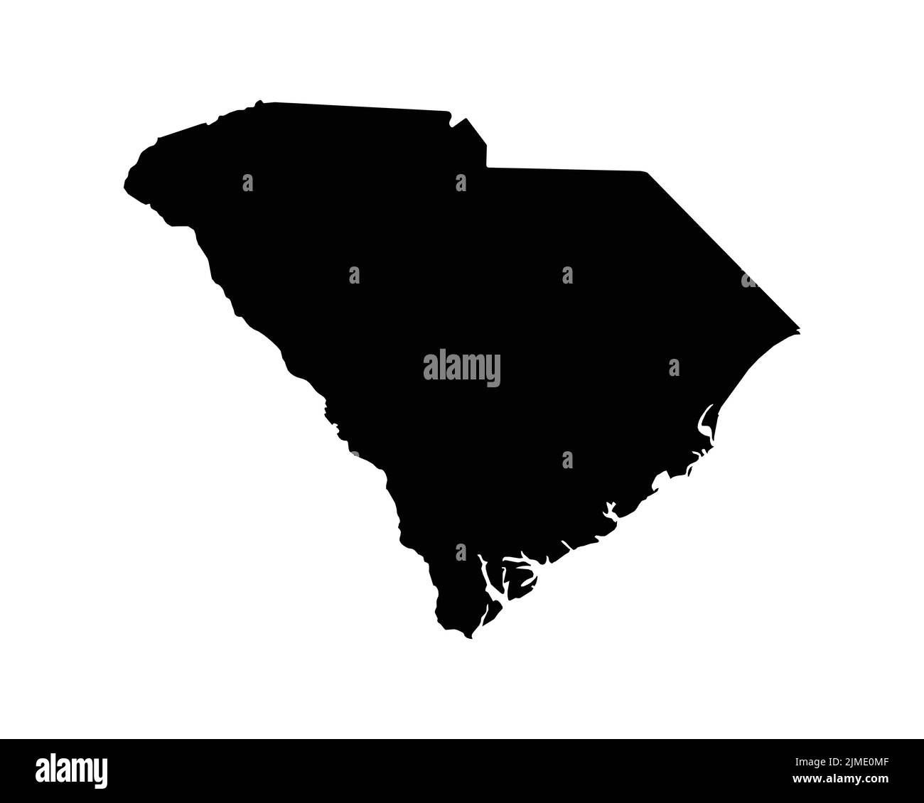 South Carolina mappa degli Stati Uniti. SC USA state Map. Bianco e nero Caroliniano del Sud confine confine linea limite contorno Geografia territorio forma Vector illustrazione Illustrazione Vettoriale