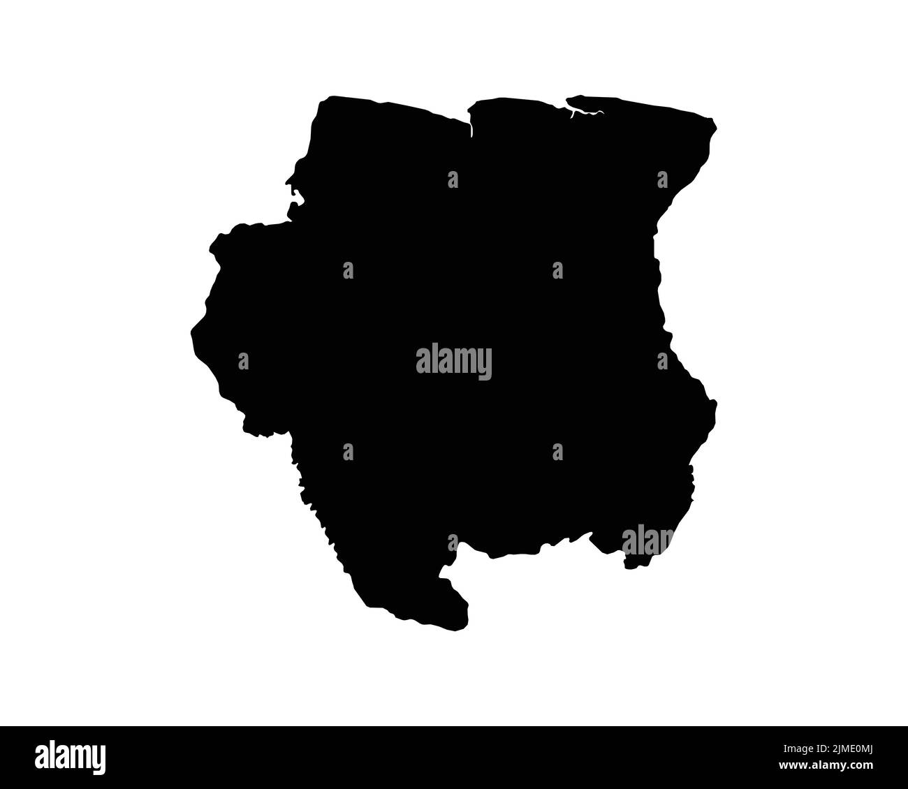 Mappa del Suriname. Surinamese Country Map. Surinam Nation Nazionale in bianco e nero Geografia contorno confine confine territorio forma Vector Illustration EP Illustrazione Vettoriale