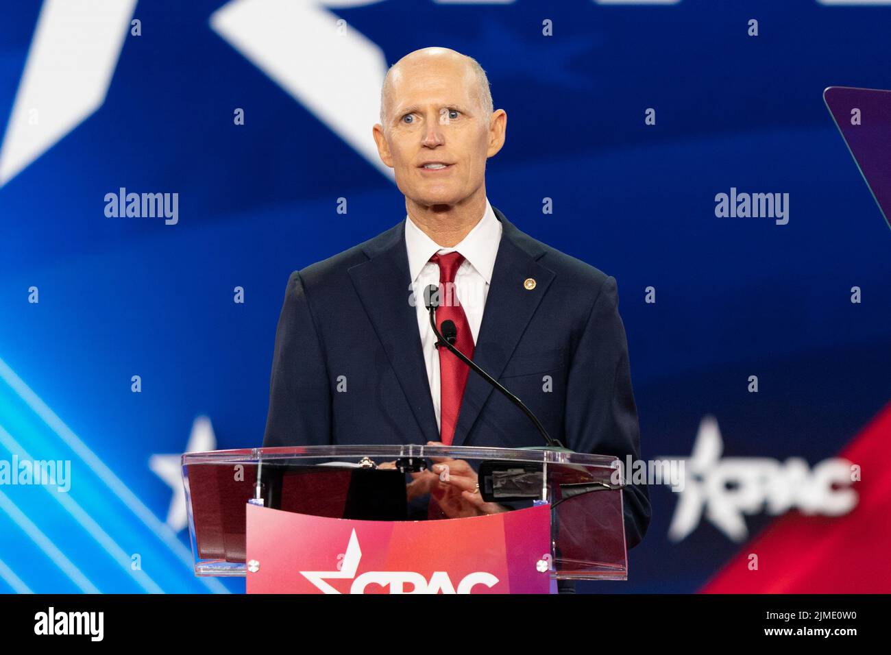 Dallas, Stati Uniti. 05th ago 2022. Il senatore Rick Scott parla durante la conferenza CPAC Texas 2022 all'Hilton Anatole (Photo by Lev Radin/Pacific Press) Credit: Pacific Press Media Production Corp./Alamy Live News Foto Stock