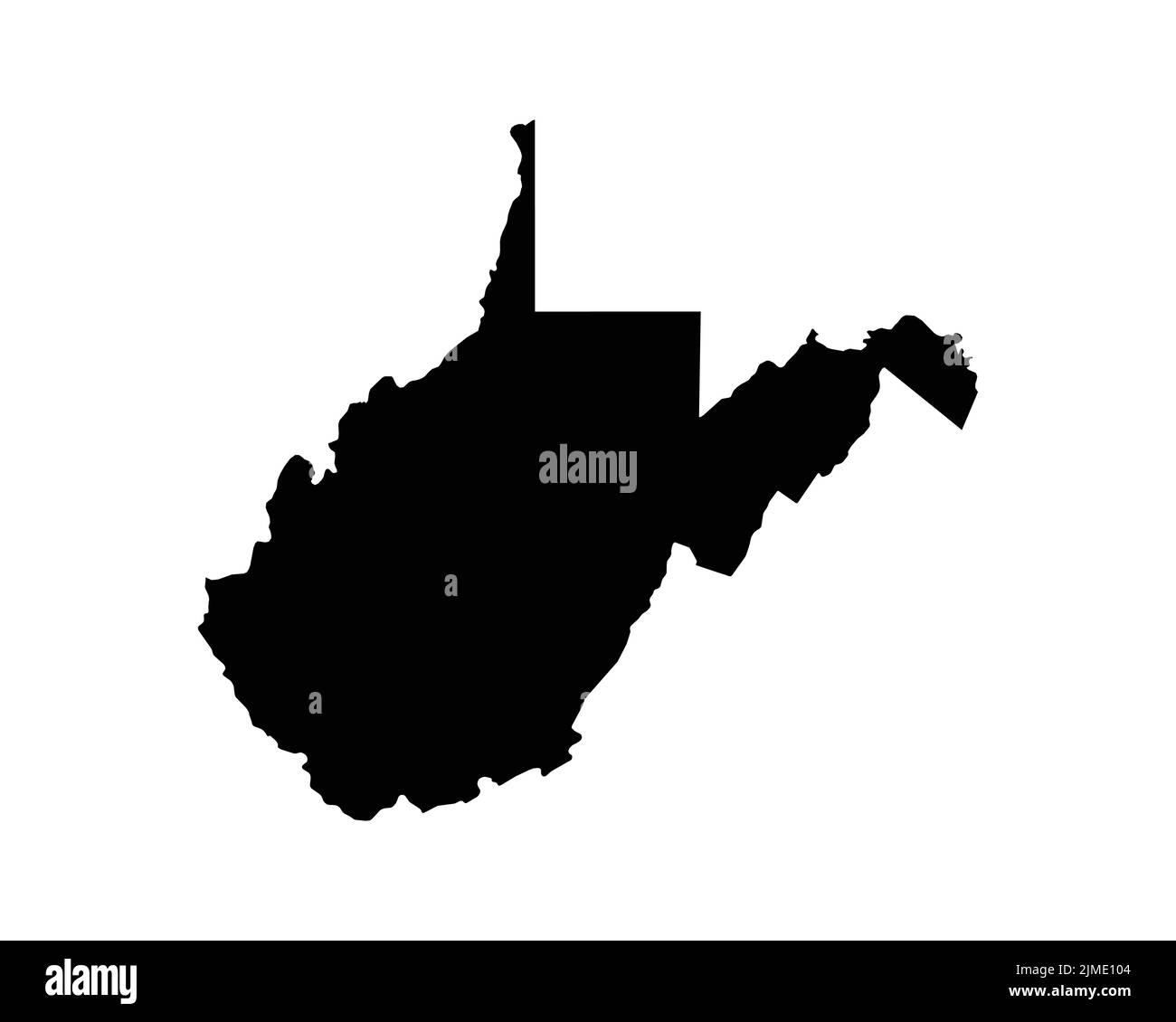 Mappa degli Stati Uniti del West Virginia. WV USA state Map. Bianco e nero West Virginian state Border Boundary Line Outline Geography Territory Shape Vector Illustratio Illustrazione Vettoriale