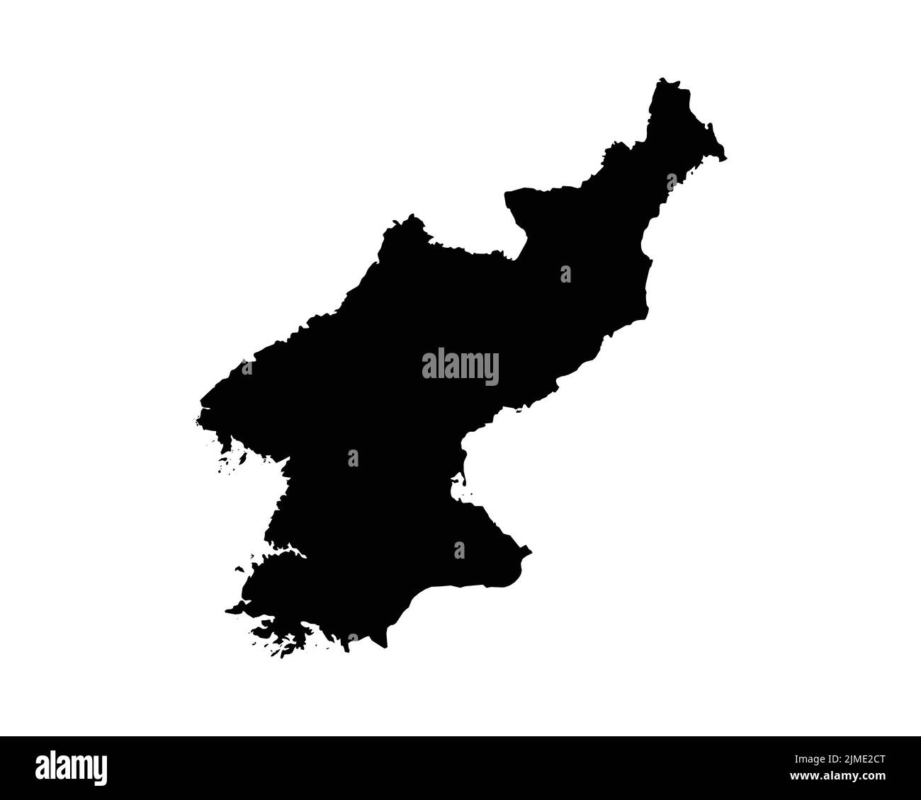 Mappa della Corea del Nord. Mappa del Paese della Corea del Nord. Bianco e nero DPRK National Nation Geography Outline Border Boundary Territory Shape Vector Illustration Illustrazione Vettoriale
