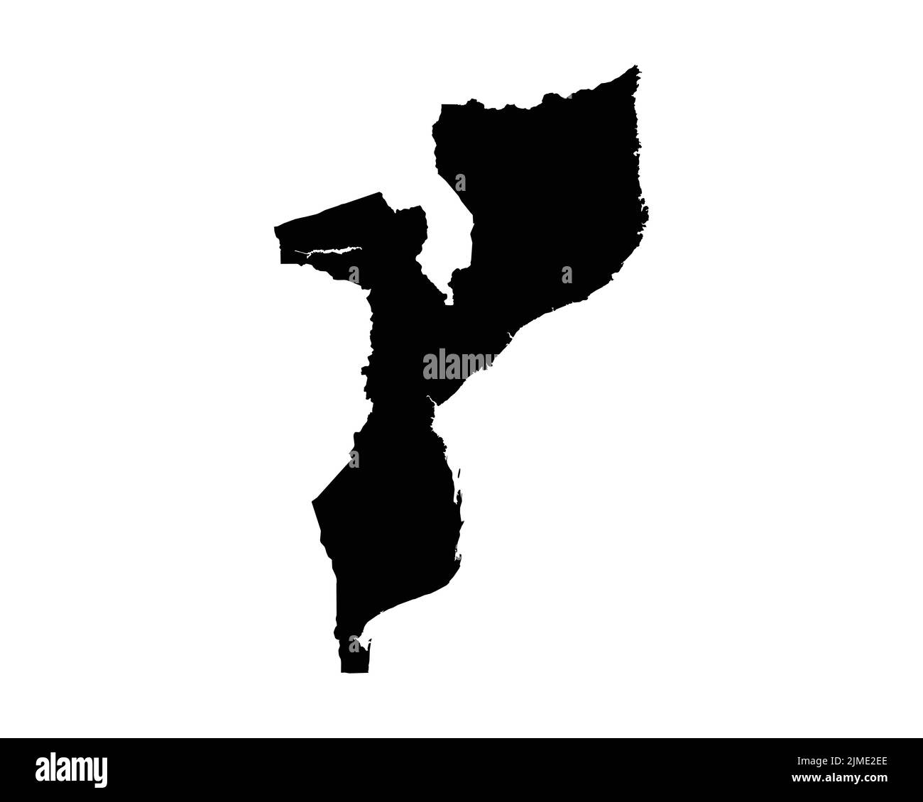 Mappa del Mozambico. Mappa del Paese mozambicano. Bianco e nero National Nation Outline Geografia Border Boundary Shape Territory Vector Illustration EPS clip Illustrazione Vettoriale