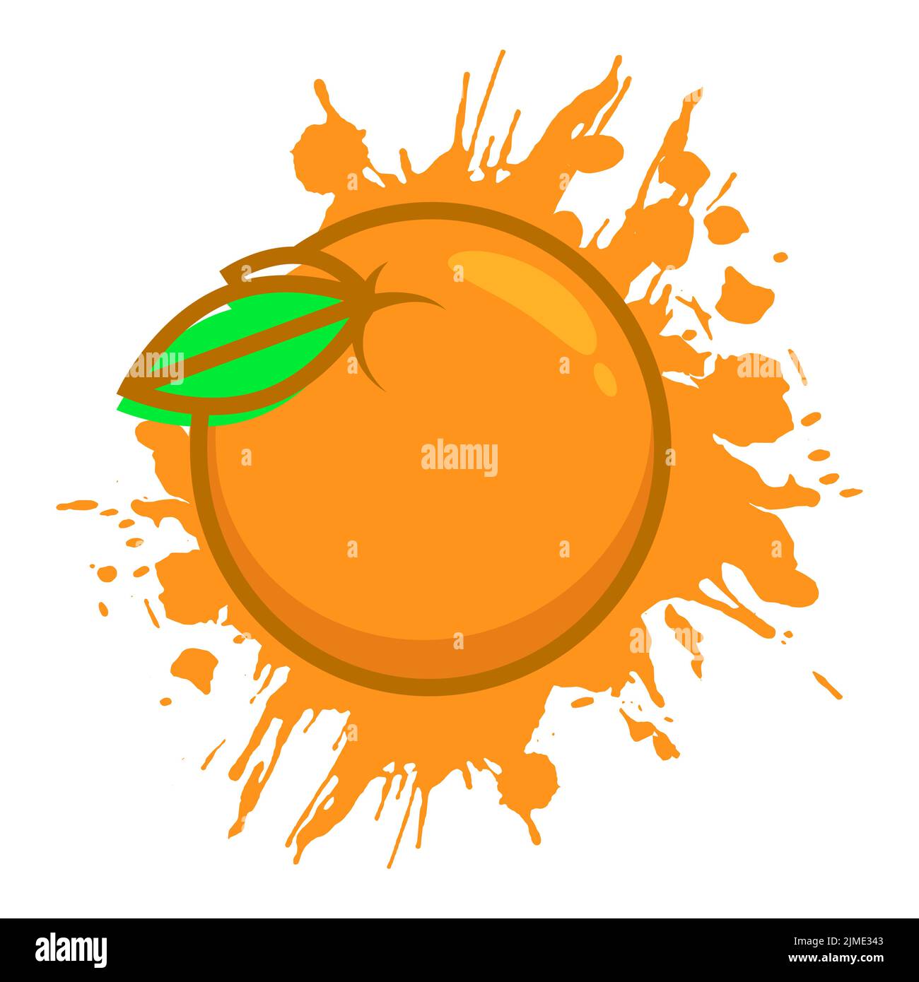 Astratto delizioso arancia succosa. Pesca estiva su sfondo di spruzzi di nettare di frutta. Vettore cartoon isolato su sfondo bianco Illustrazione Vettoriale