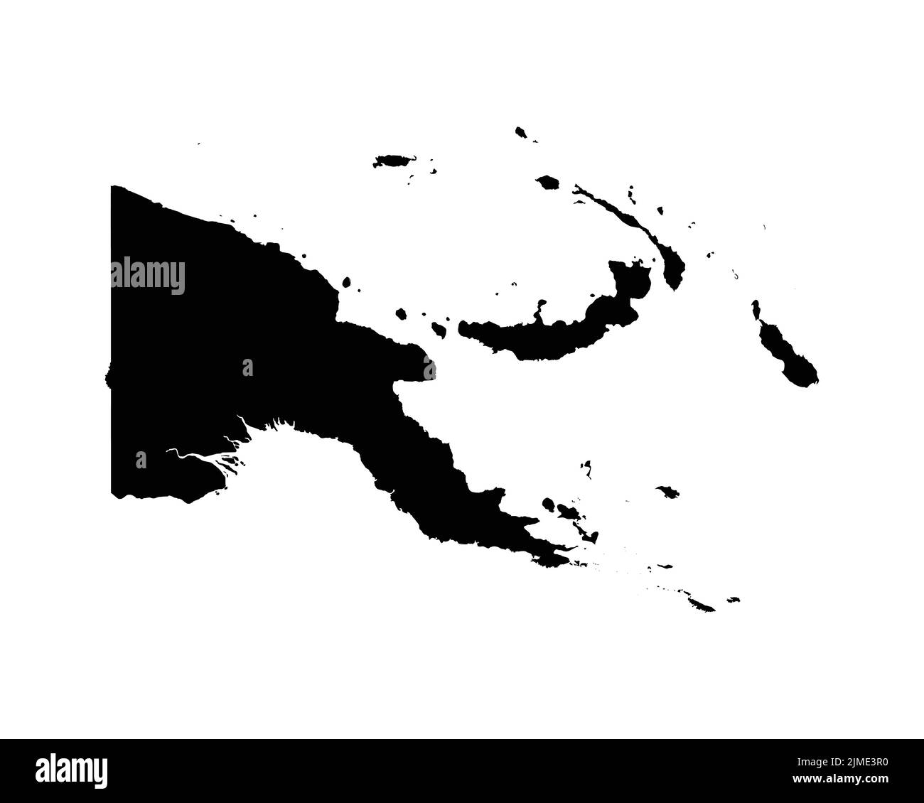 Papua Nuova Guinea Mappa. Papua Nuova Guineana Mappa del Paese. Bianco e nero PNG National Nation Geography Outline Border Boundary Territory Shape Vector Illu Illustrazione Vettoriale