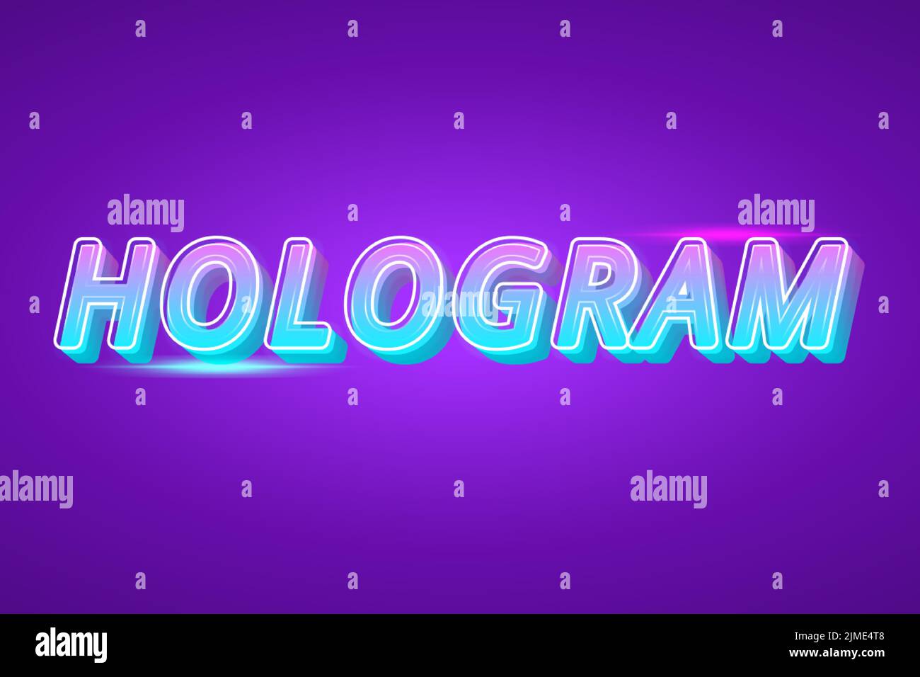Effetti di testo modificabili Hologram , parole e font possono essere modificati Illustrazione Vettoriale