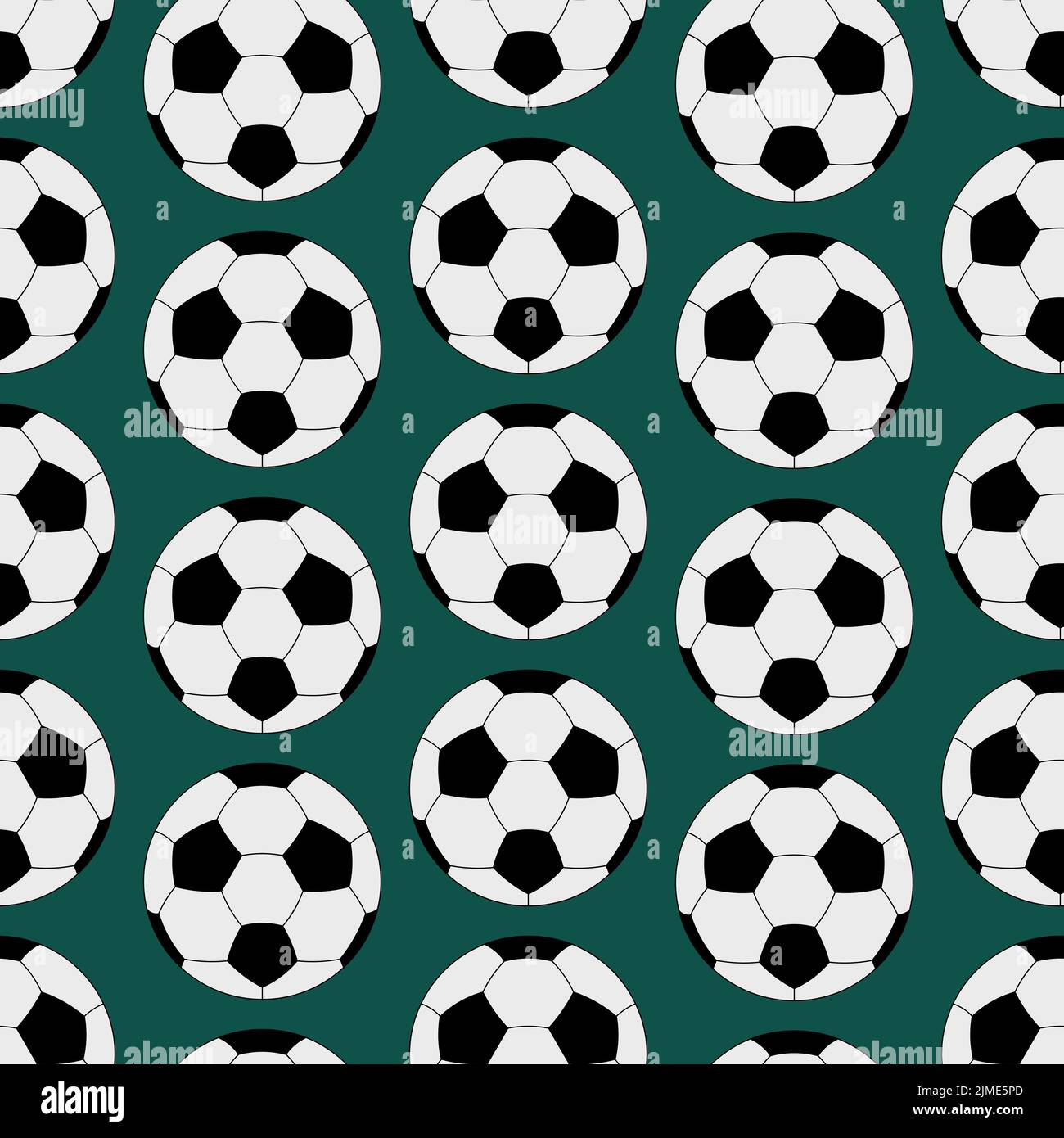 Pallone da calcio. Pattern vettoriale senza giunture. Sfondo verde isolato. Stile cartoon. Ornamento sportivo ricorrente. Palle sfondo. Attrezzature sportive Illustrazione Vettoriale