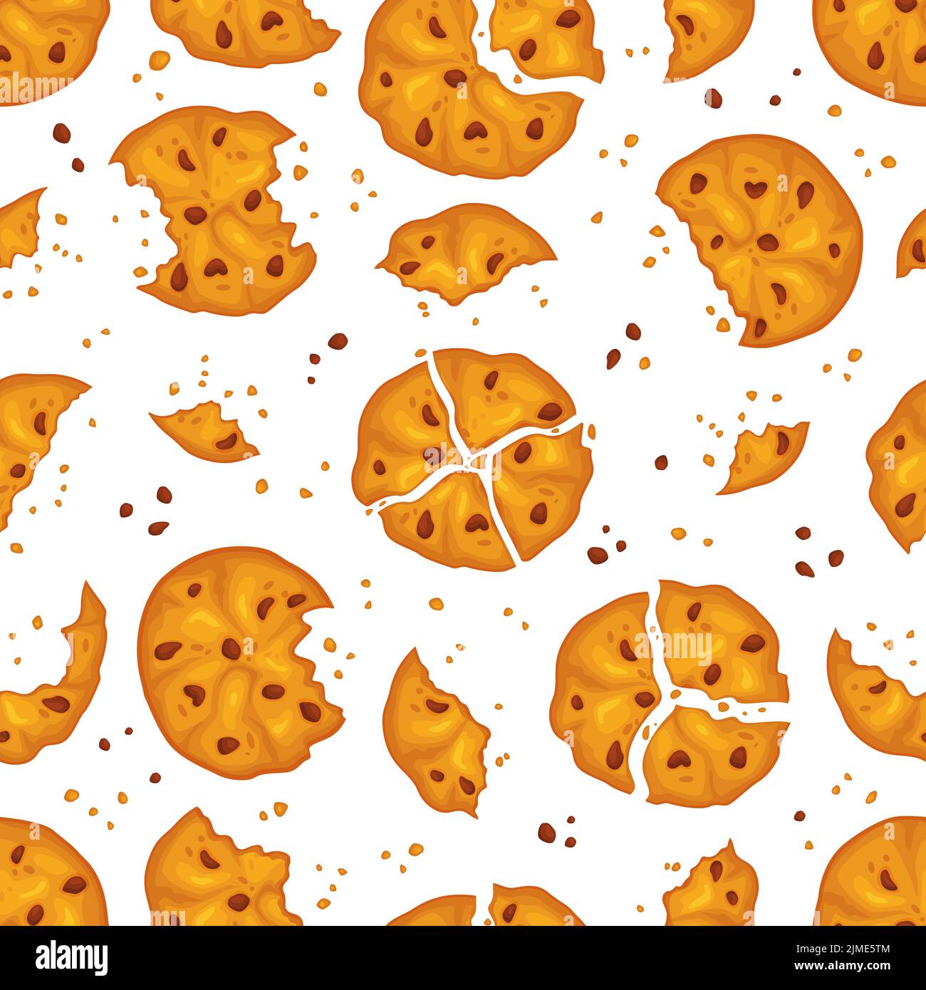 Cookie rotti modello senza giunture. Dolci fatti in casa, biscotti dolci con gocce di cioccolato, spuntini sbriciolati, elementi isolati. Decorazione tessile Illustrazione Vettoriale Cookie rotti modello senza giunture. Dolci fatti in casa, biscotti dolci con gocce di cioccolato, spuntini sbriciolati, elementi isolati. Decorazione tessile Illustrazione Vettoriale
