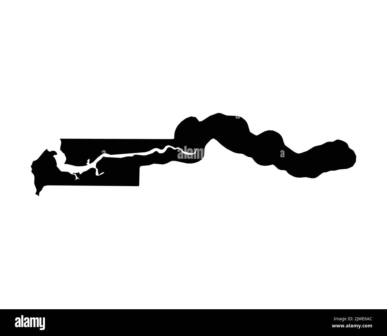 Mappa Gambia. Mappa del Paese di Gambian. Bianco e nero National Nation Outline Geografia Border Boundary Shape Territory Vector Illustration EPS clipart Illustrazione Vettoriale