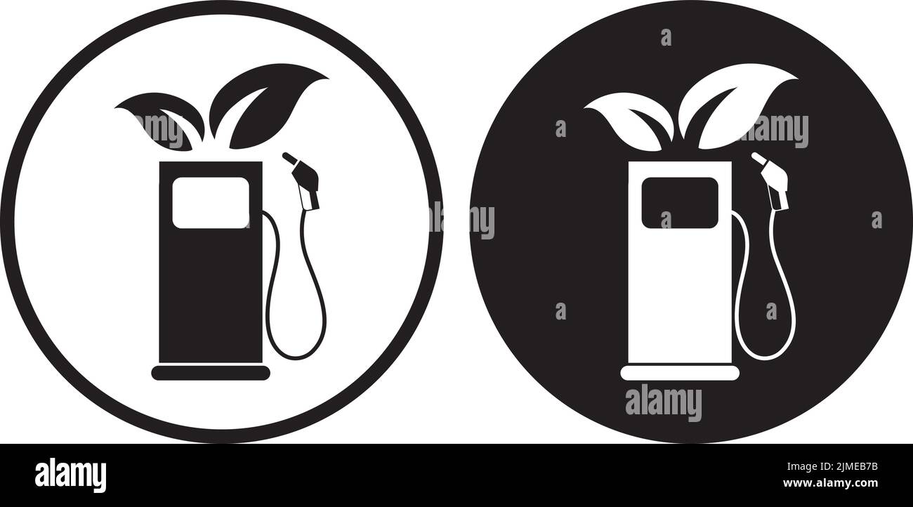Un'illustrazione vettoriale di due simboli di stazioni di rifornimento eco isolati su sfondo bianco Illustrazione Vettoriale