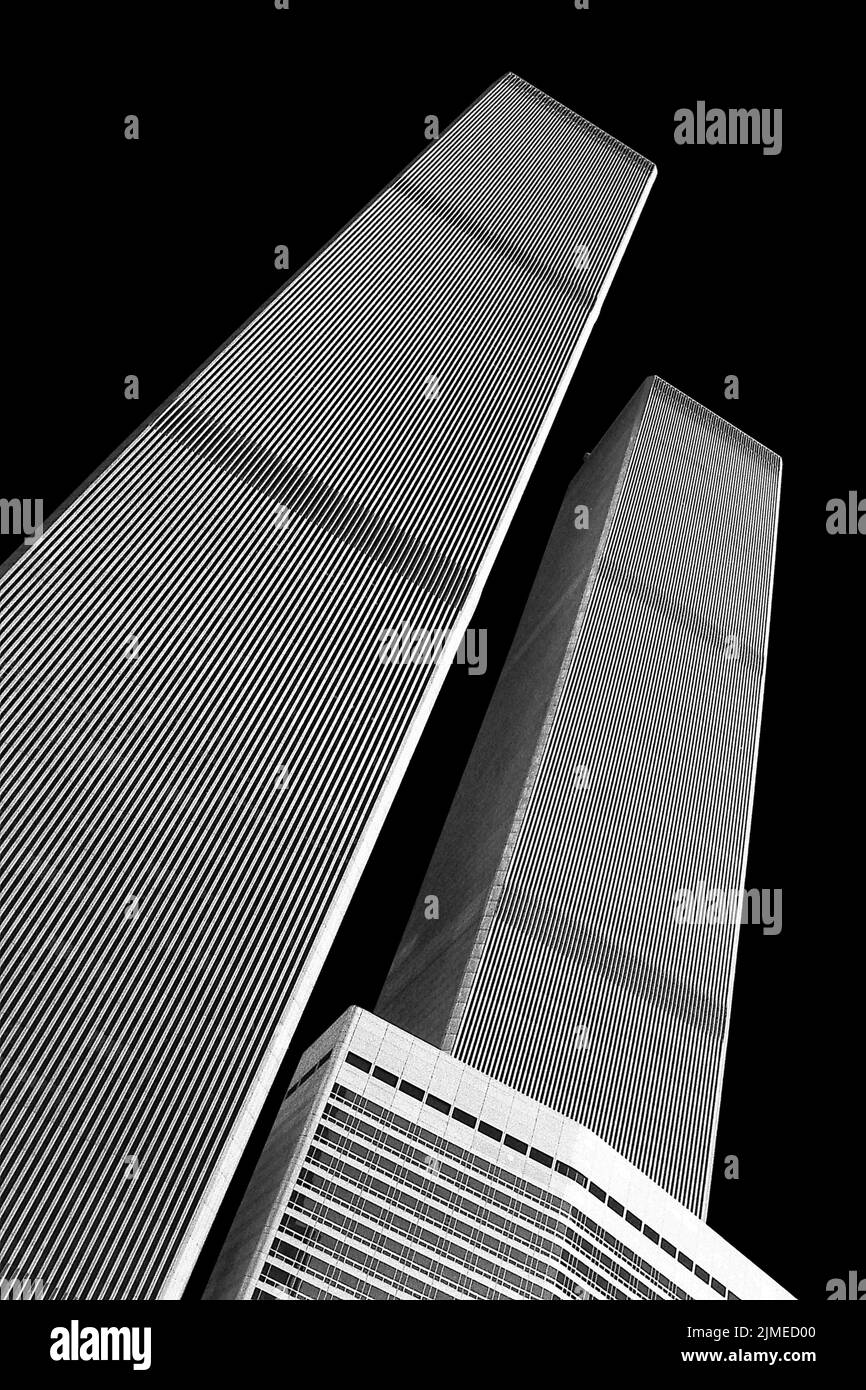 New York, Stati Uniti d'America, USA - 07 settembre 2001: World Trade Center. Torri gemelle. Memoria del tragico attacco del 11 settembre 2001. Archi Foto Stock
