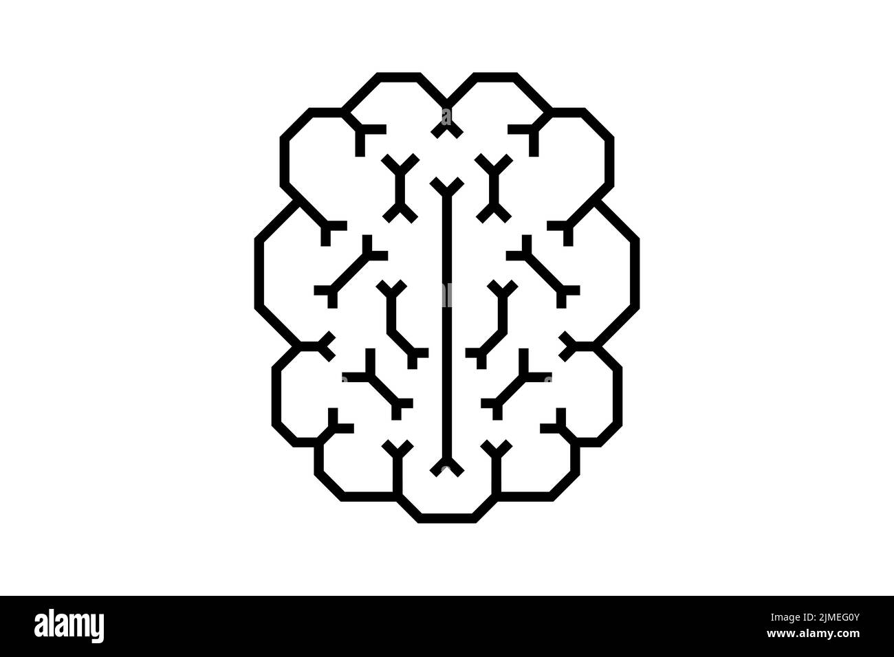 Intelligenza artificiale cervello grafico digitale microchip. Icona della linea del circuito della scheda chip ai. Simbolo della linea del processore delle reti neurali. Segnale sistema computer centrale CPU. Tecnologia dei dati futuristica. eps vettoriale Illustrazione Vettoriale