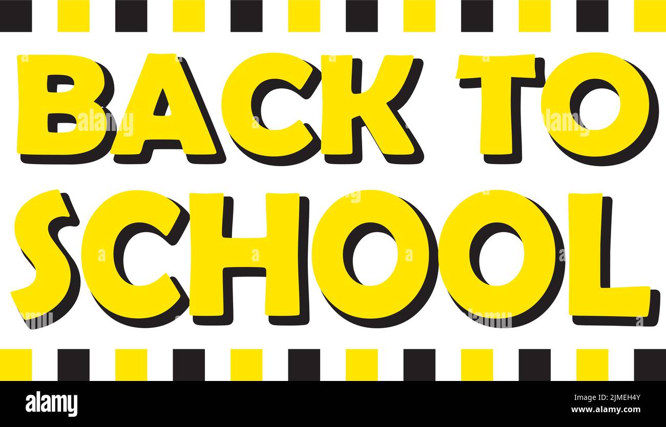 Banner Back to School giallo e nero Illustrazione Vettoriale
