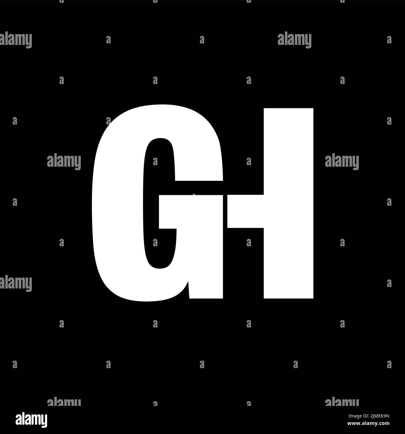 Un logo vettoriale di monogramma GH bianco. GH nome azienda lettere iniziali icona su sfondo nero Illustrazione Vettoriale