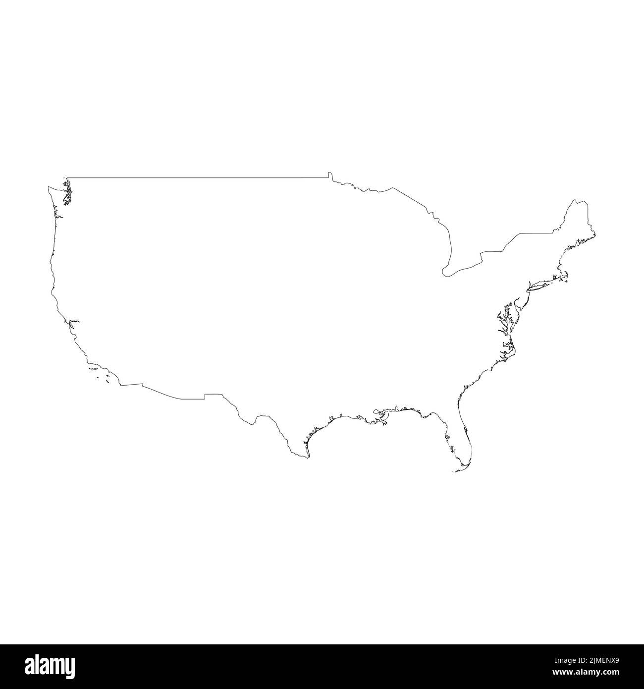 Schema della mappa vettoriale del paese degli Stati Uniti d'America Illustrazione Vettoriale