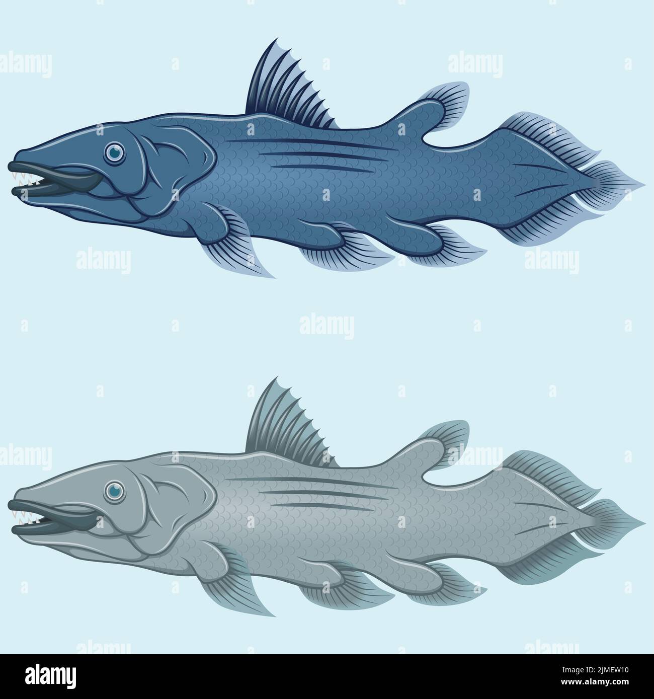 Coelacanth fish vettoriale design, pesce di mare profondo, pesca sportiva pesce Illustrazione Vettoriale