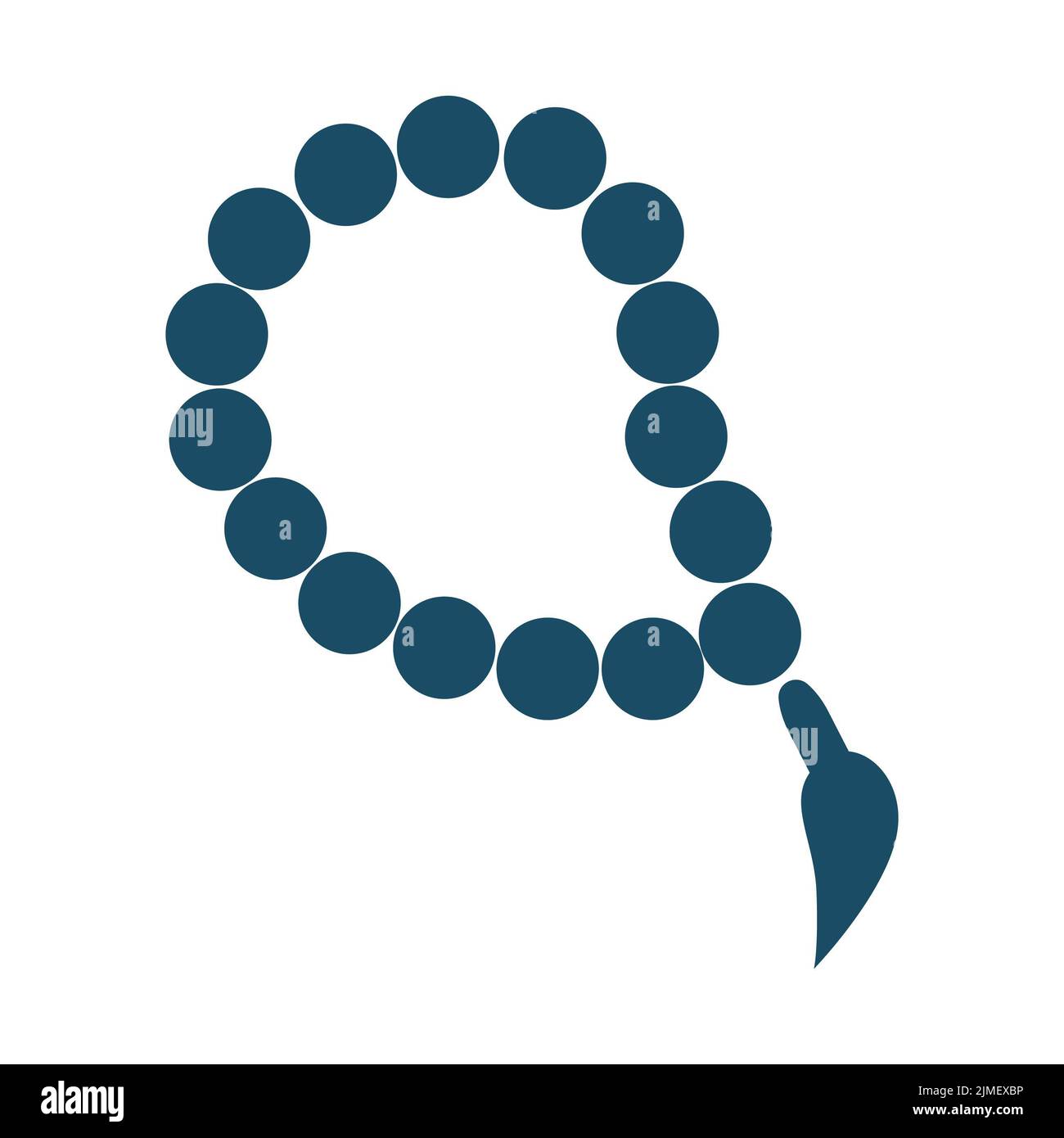 Icona di perle di preghiera piatte blu scuro di alta qualità. Pittogramma, Ramadan, musulmano, religione islamica. Utile per siti Web, banner, biglietti d'auguri, app e socia Foto Stock